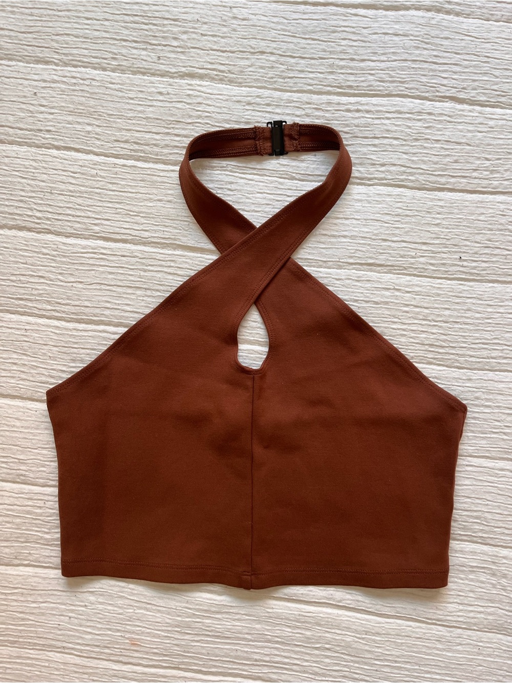 Aritzia Sundeh Brown Halter Crop Top - Cross Neck Tank